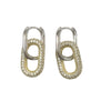 Double Paperclip Huggie Pave Earrings