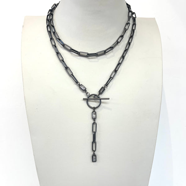 Long Paperclip Chain Y Necklace