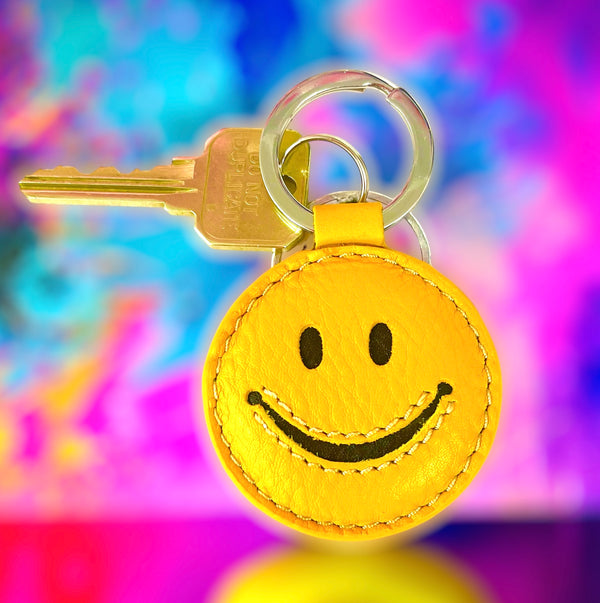 Leather Smiley Key Chain