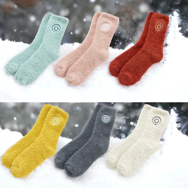 Smiley Face Fluffy Winter Socks