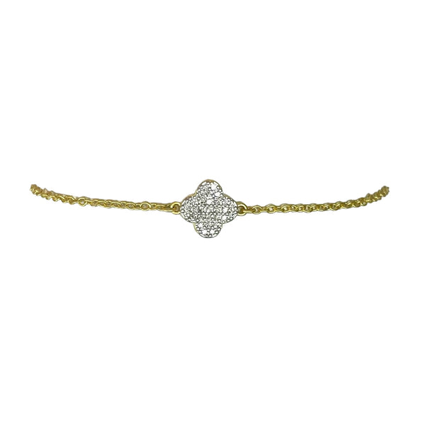 Delicate Chain Bracelet With Pave Clover