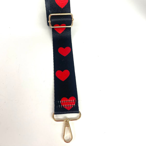 Black and Red Heart Guitar Strap