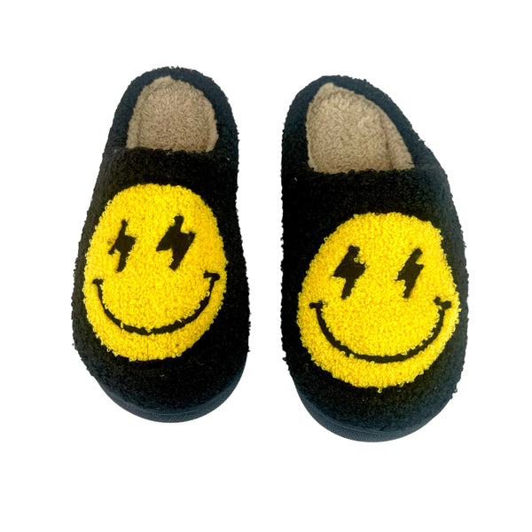 Adult Smiley Slippers With Lightning Bolt Eyes