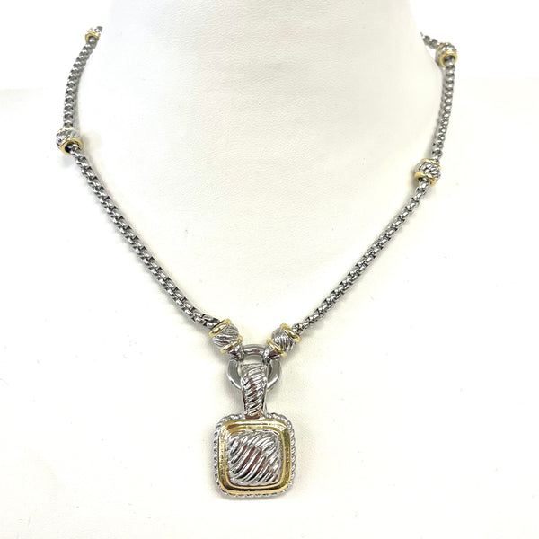 Cable Necklace With Square Pendant