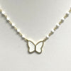 Wire Beaded Necklace With Enamel Butterfly Charm