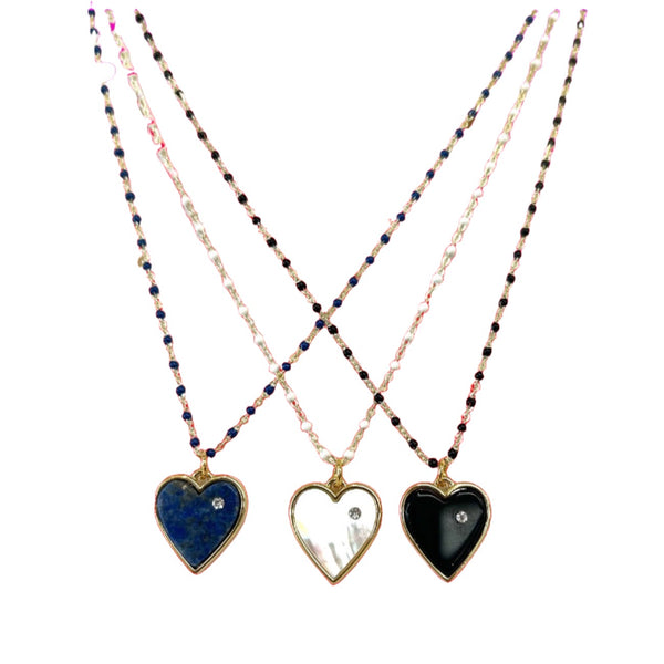 Bibi Heart Charm Beaded Necklace