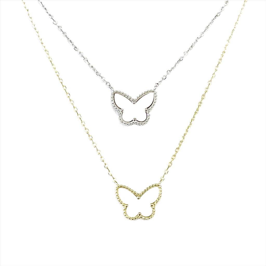 Sterling Silver Mother Of Pearl Butterfly Necklace