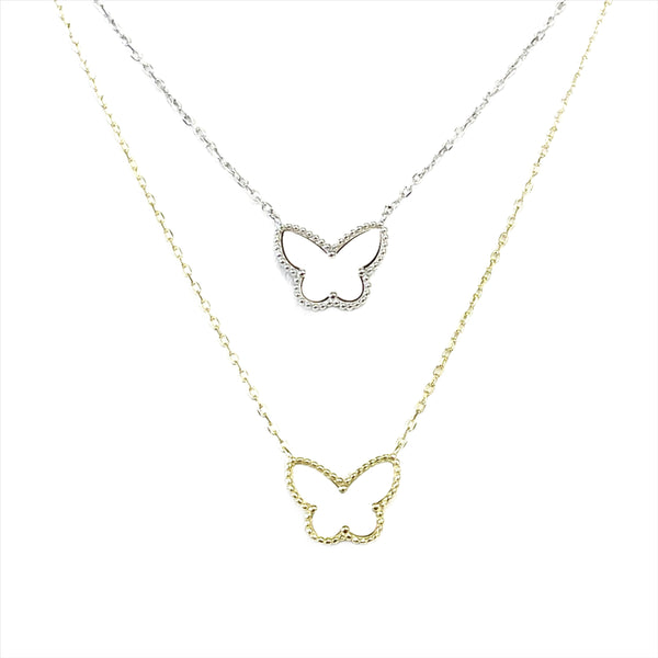 Sterling Silver Mother Of Pearl Butterfly Necklace
