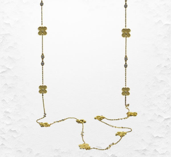 36"  Nine Flower Charm Necklace