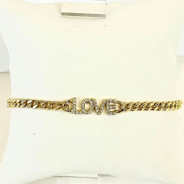 CZ Love Cuban Chain Bracelet