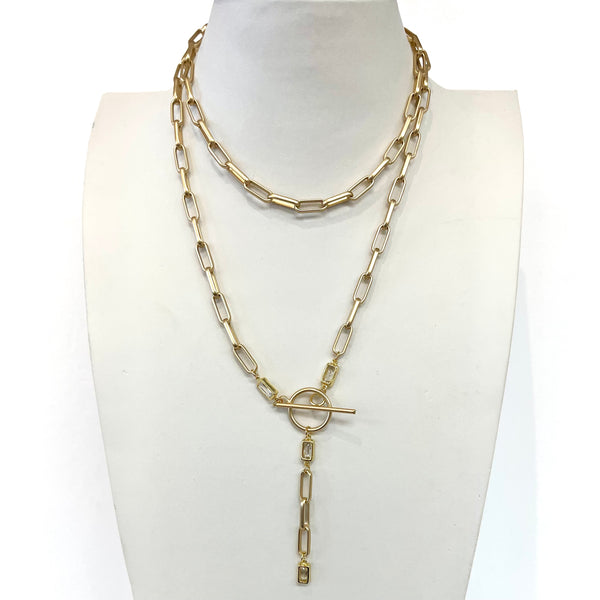 Long Paperclip Chain Y Necklace