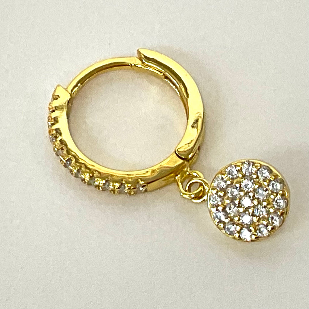 Sterling CZ Huggies With Pave Disc