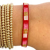 Red Drawstring Bracelet with Mixed Color Beads
