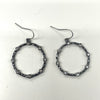 Hammered Circle Earrings with 8 CZ Studs Around