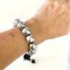 Adjustable Large Silver Beaded Bracelet