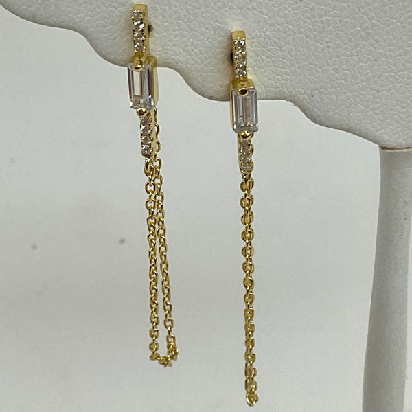 Shimmering Baguette Chain Drop Earrings