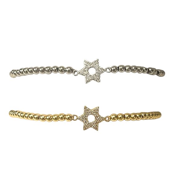 CZ Pave Star of David Stretch Bracelet