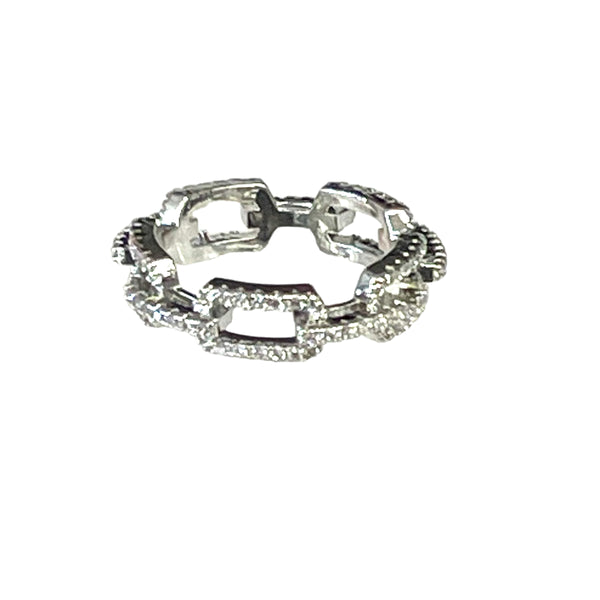 CZ Paperclip Link Ring