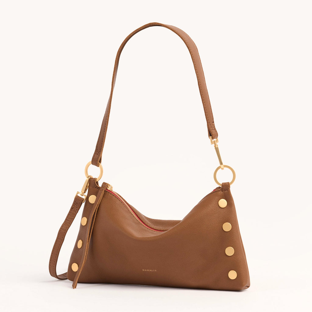 Kyle Mahogany Pebble Zip Leather Crossbody Bag