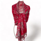 Patterned Pashmina Scarf with Fringe