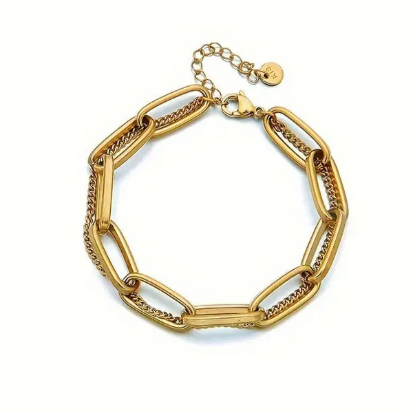 Double Layered Paperclip And Chain Bracelet