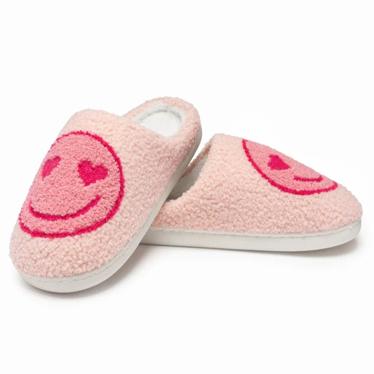 Pink Smiley Face Slippers