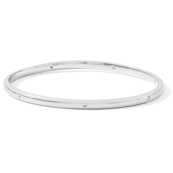 CZ Accented Silver Bangle Bracelet