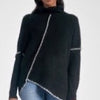Oversized Stitched Asymmetrical Turtleneck Sweater