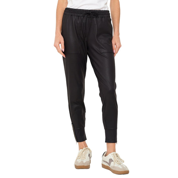 Coated Zip Jogger Pant In Black