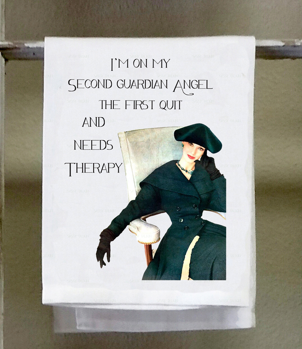 Sassy Girl, I'm On My Second Guadian Angel Dishtowel