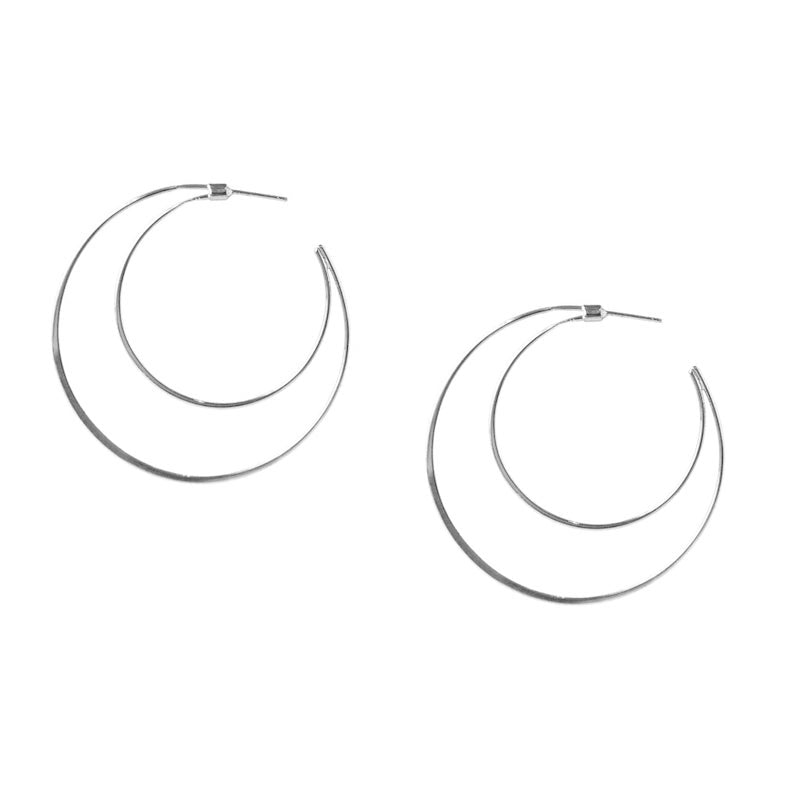 Sterling Crescent Moon Hoops