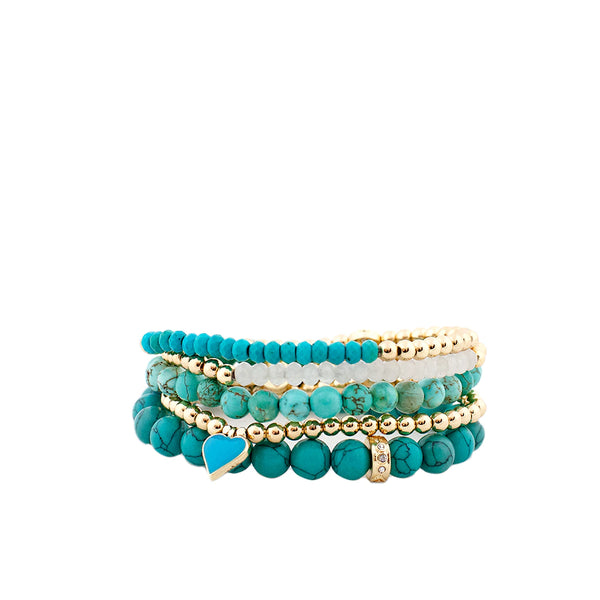 5-Strand Mixed Turquoise Bracelet Set