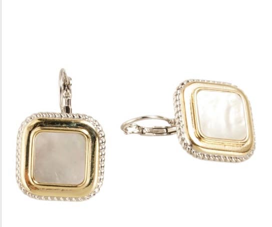 Square Genuine Mother Of Pearl Earrings