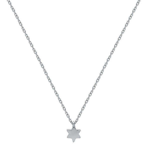 Sterling Silver Solid Star Of David Necklace
