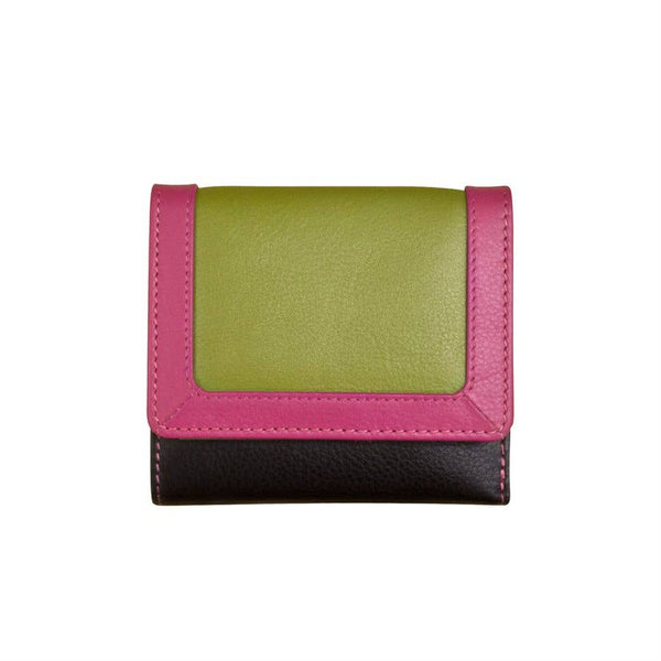 Leather Color Block Tri-Fold Wallet