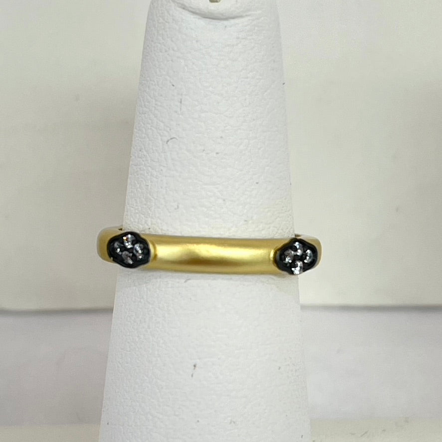Brushed Gold with Hematite CZ Clover Ring