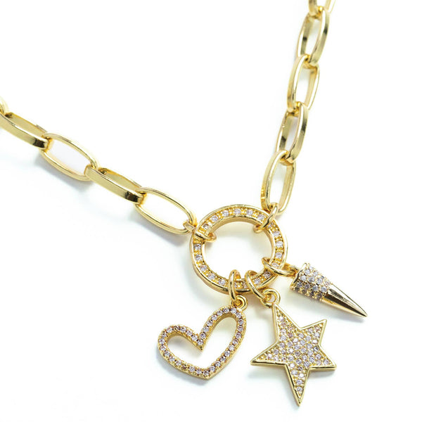Star And Heart Point Statement Necklace