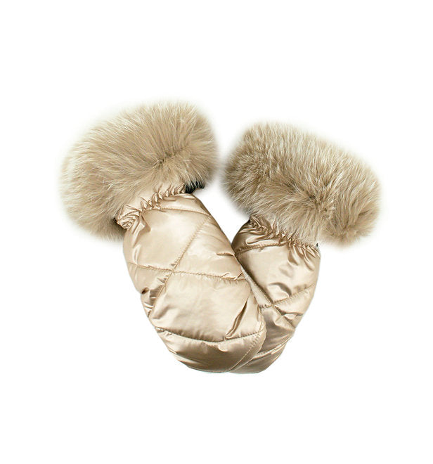 Puffer Mittens With Real Fur Cuffs!