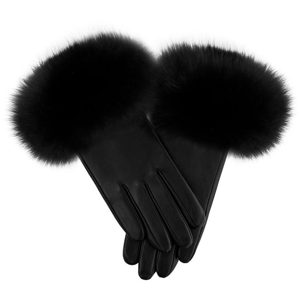 Black Leather With Real Fur Trim