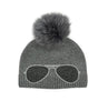 Crystal Aviator Knit Hat With Real Fox Pom
