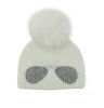Crystal Aviator Knit Hat With Real Fox Pom