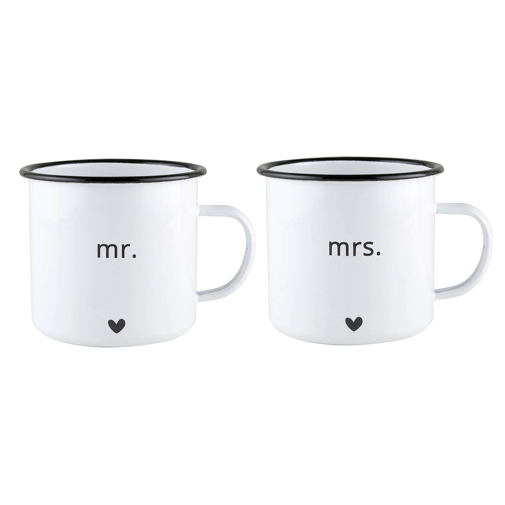 Mr And Mrs Enamel Mug Set