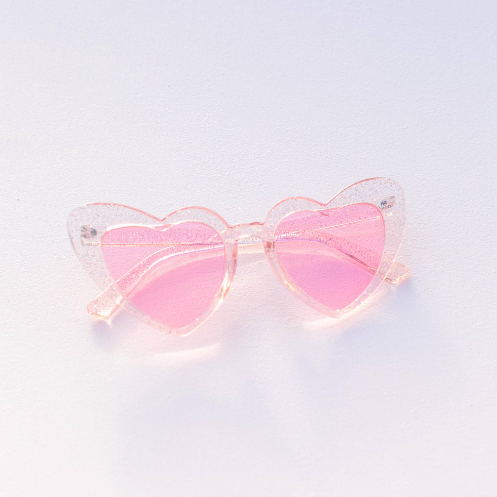 Space 46 Wholesale Pink Party Glitter Heart Sunglasses