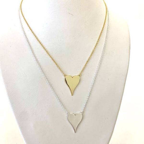 Sterling Or Gold Elongated Heart Necklace