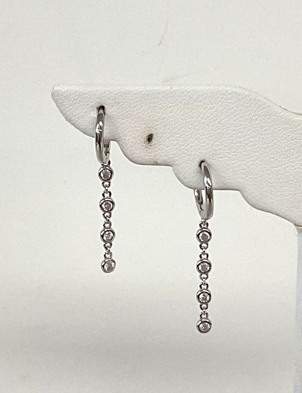 Hoop With Bezel Set Chain Huggie