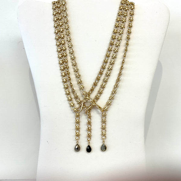 Luxe With Bezel Set Teardrop Stone Necklace