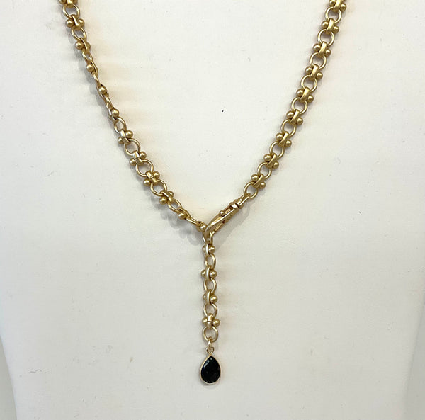 Luxe With Bezel Set Teardrop Stone Necklace