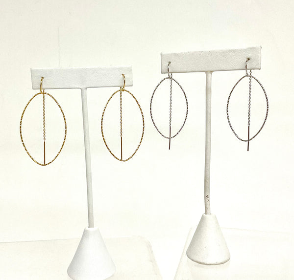 Oval Diamond Cut Threader Earrings