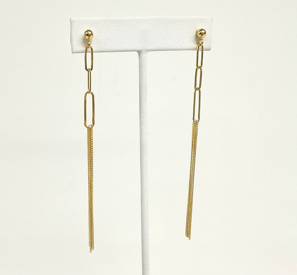 Dainty Paperclip With Chain Earrings