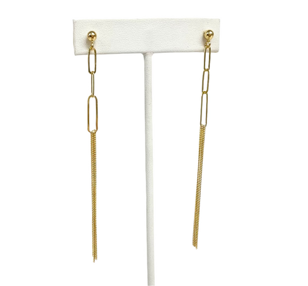 Dainty Paperclip With Chain Earrings